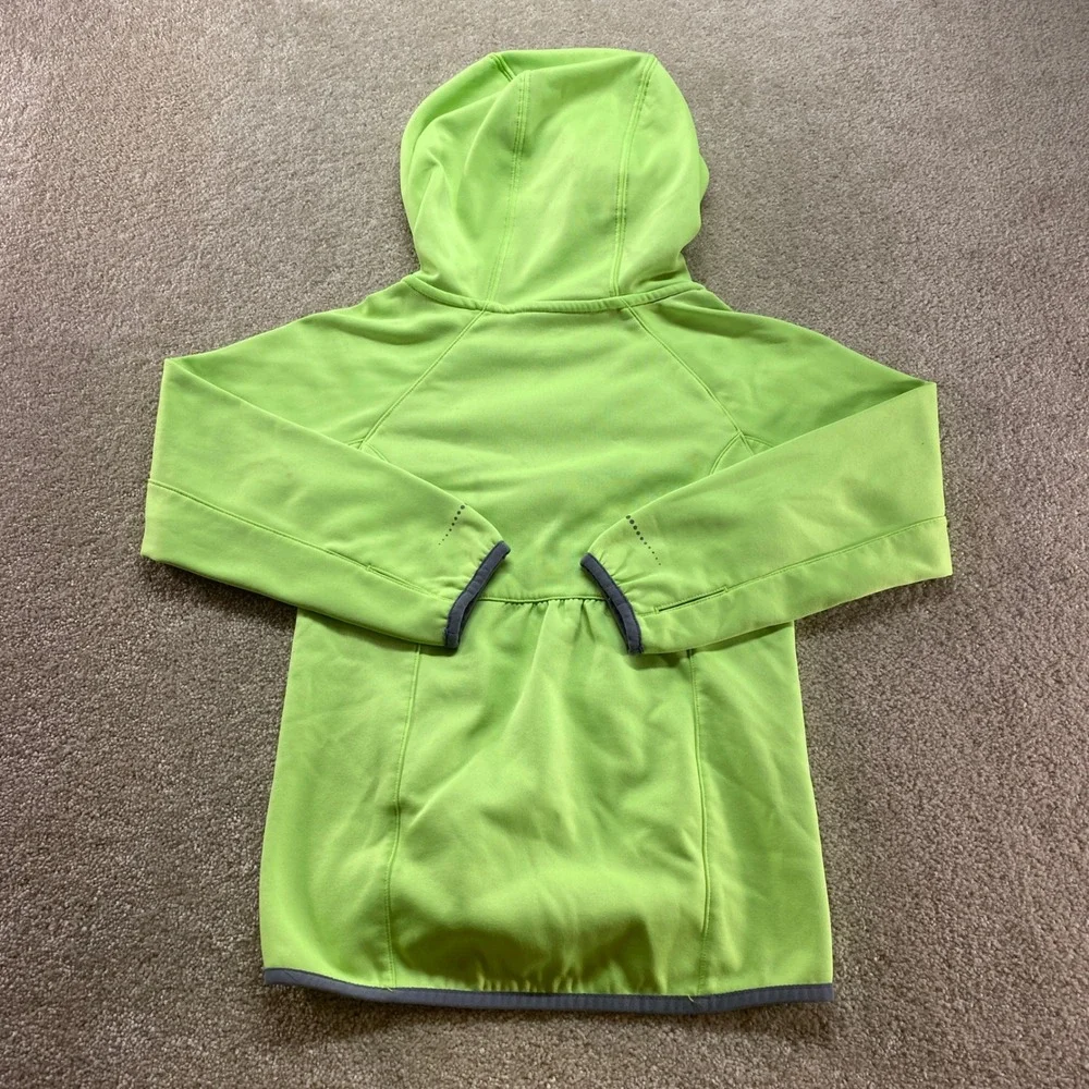 Nike‎ Hoodie Kids XS Neon Green Therma-FIT Fleece Graphic Sweatshirt 678593-367
